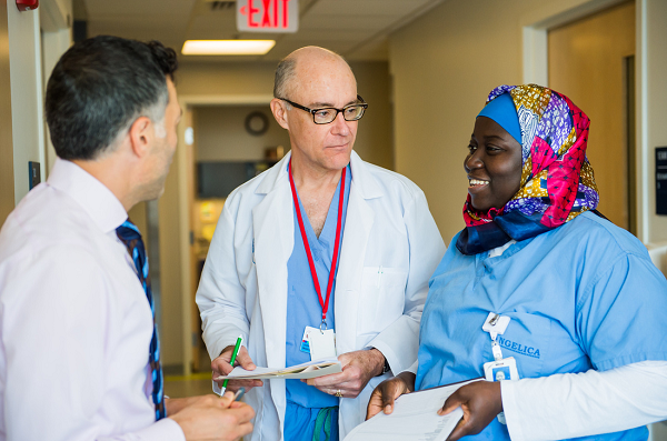 Our multidisciplinary care team discusses a patient case.