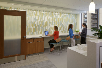 Laptops or tablets are available to patients who need to do some work before or after an appointment.