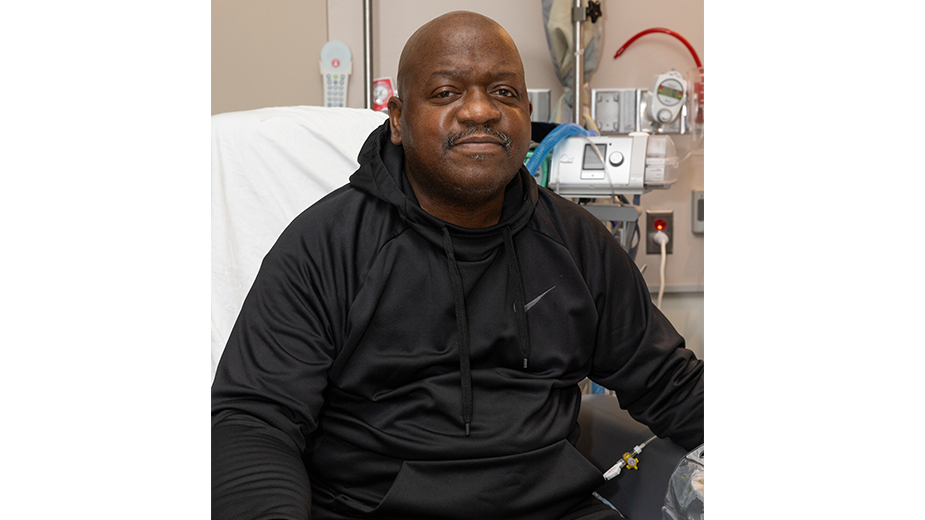 Rick Slayman in his hospital room at Massachusetts General Hospital before his discharge on Wednesday April 3, 2024