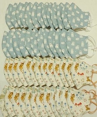 An assortment of hand-sewn masks