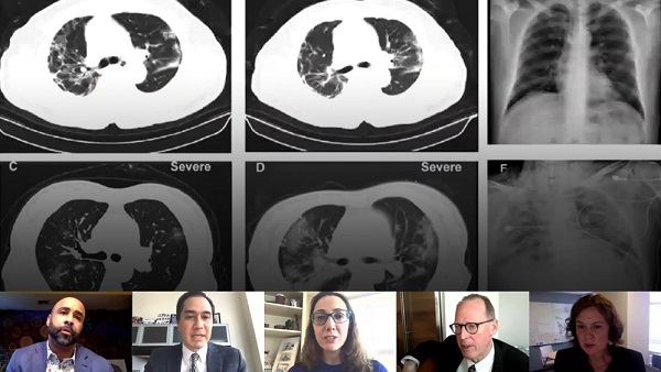 A composite of doctor headshots and medical scans