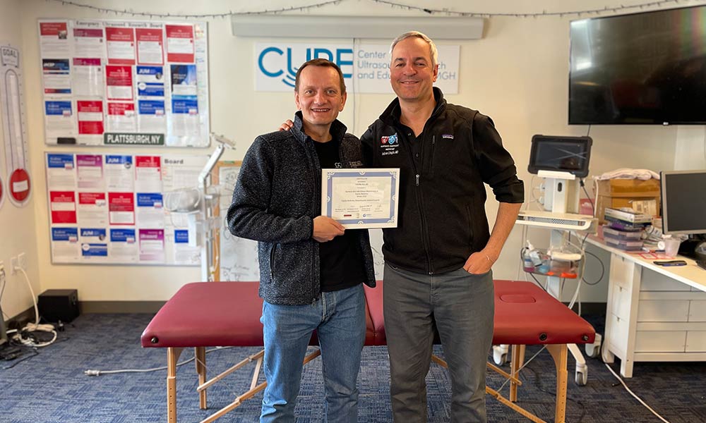 Vadym Vus, MD, and Andrew Liteplo, MD, at the Center for Ultrasound Research and Education (CURE) at Mass General