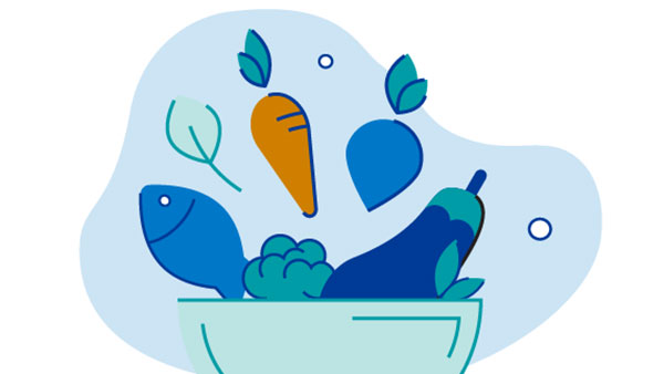 A drawing of a bowl of food