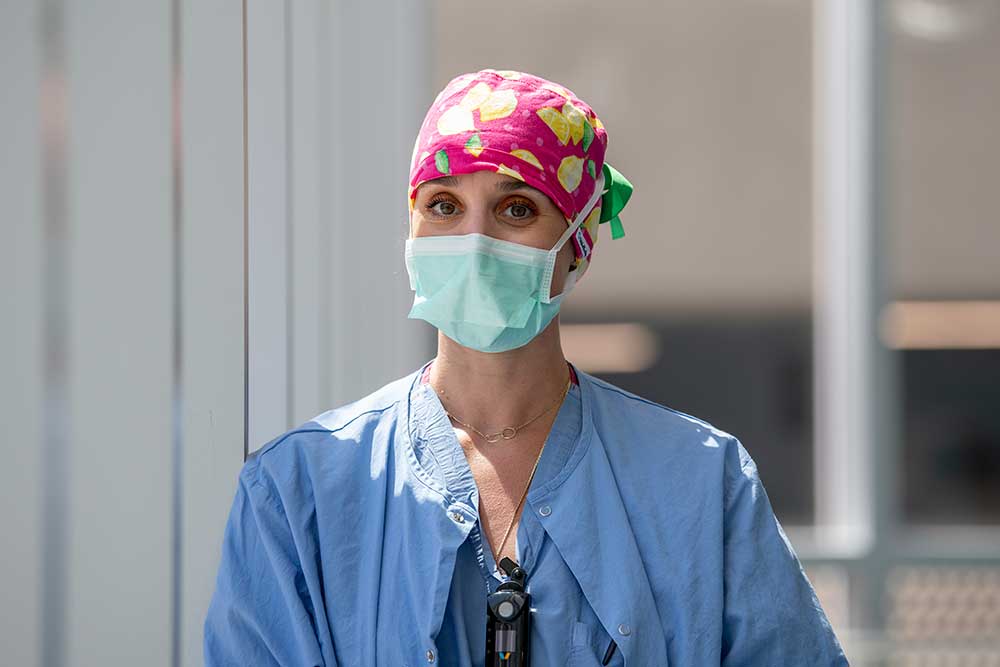 An anesthesiologist in scrubs.