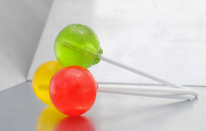 Red, green, and yellow lollipops