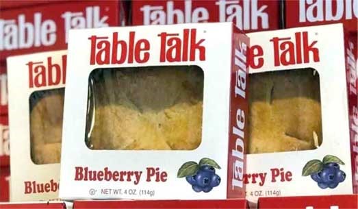 Small boxed blueberry pies