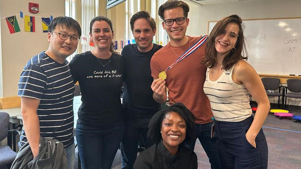 Lab members participating in the lab olympics