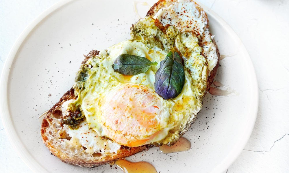Recipe Pesto Fried Egg Over Sourdough Ricotta Toast