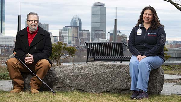 Joe Sutton with his primary nurse, Katie Somers, RN