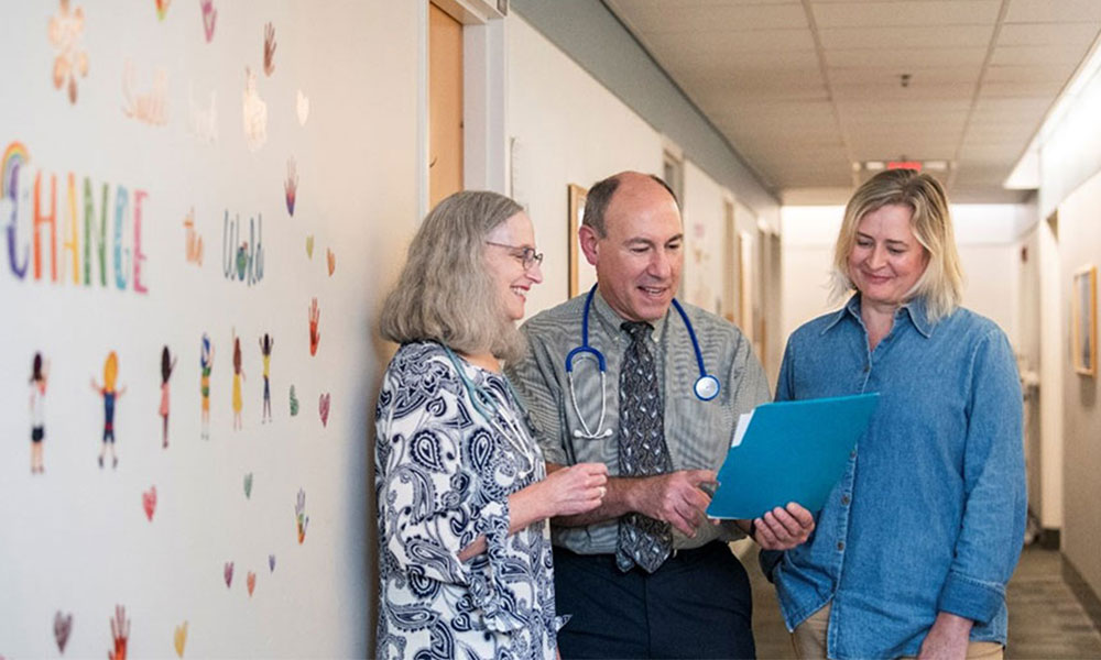 Dr. David Sweetser, Dr. Catherine Nowak, and Jenny Lauck