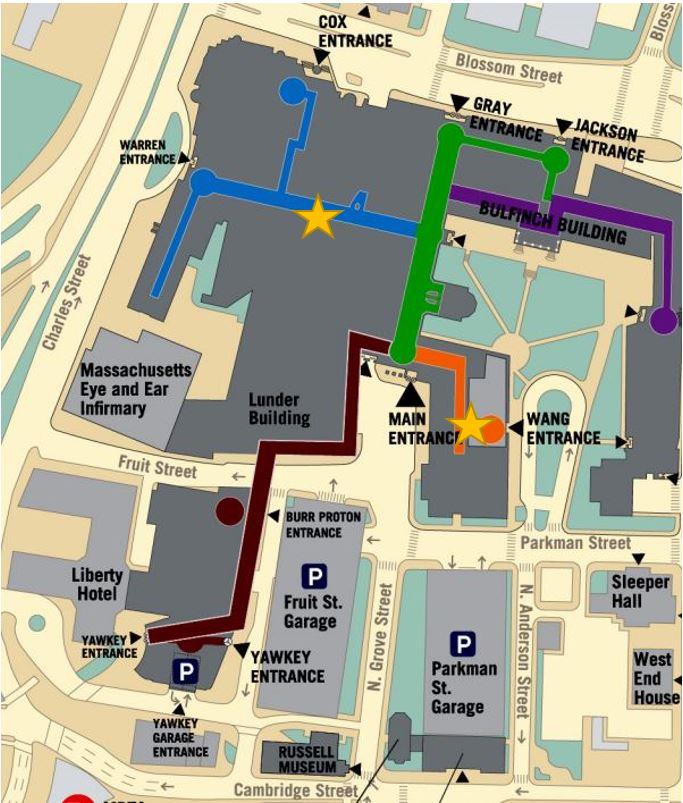A map of the Mass General main campus