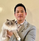 Calvin Huang, MD, MPH with cat