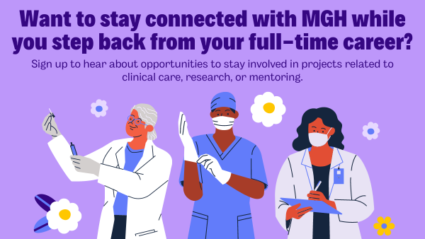 drawing of 3 healthcare workers and text at the top