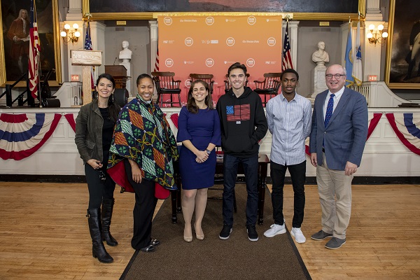 Coalition members pose during the HubWeek discussion.