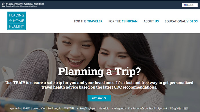 Cropped screenshot of the Heading Home Healthy website