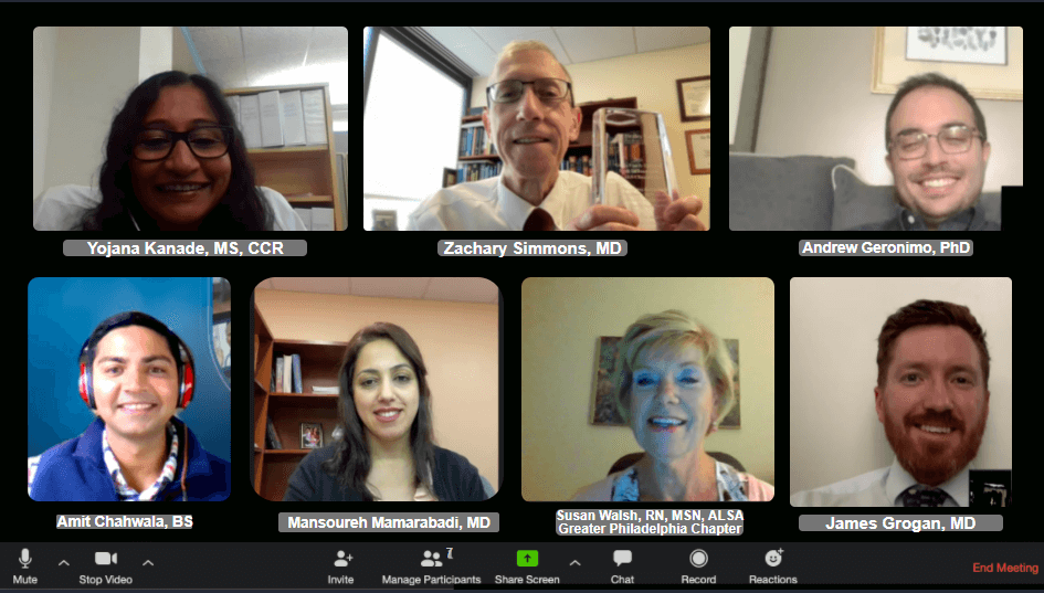 Members of the prize-winning team on Zoom video call