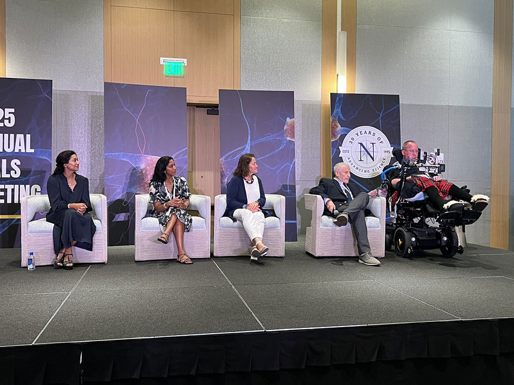 A group gathers on stage for the Gupta Prize announcement