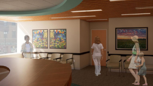 Drawing of waiting room Drawing of waiting room