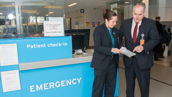 Reviewing a document at the information center Reviewing a document at the information center
