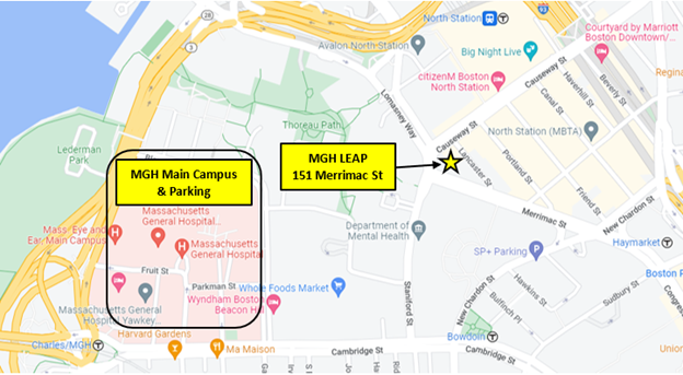 Map showing Main Campus and LEAP location