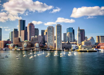 arial view of boston harbor