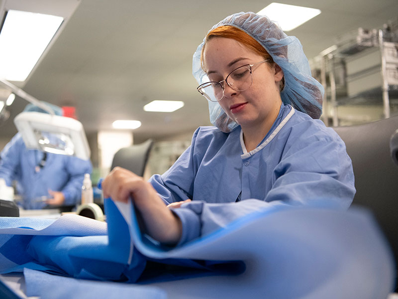 A person working in the MGH operating room