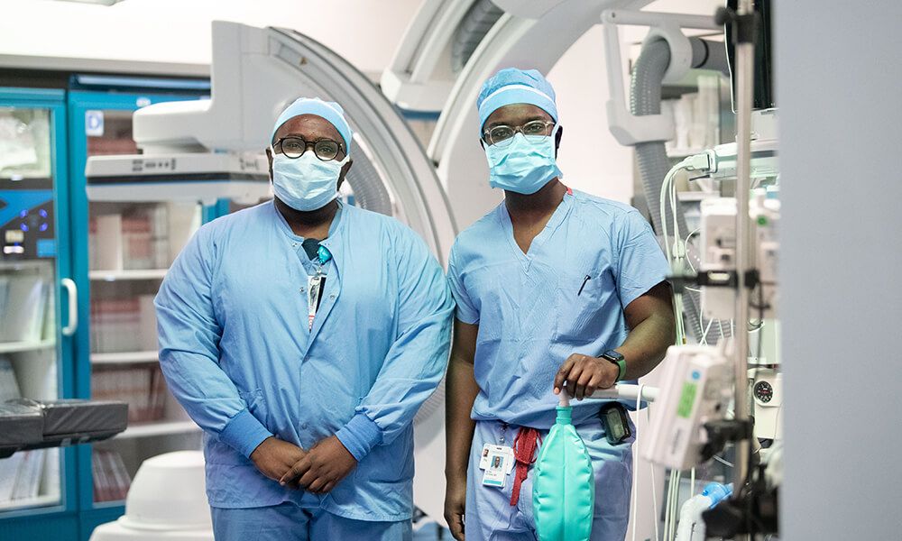Brothers Peter and Samwel Ochieng, practicing and training anesthesiologists at Mass General, respectively Brothers Peter and Samwel Ochieng, practicing and training anesthesiologists at Mass General, respectively