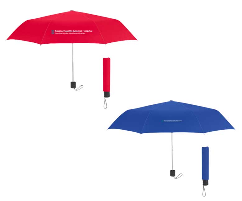 Red and blue umbrellas