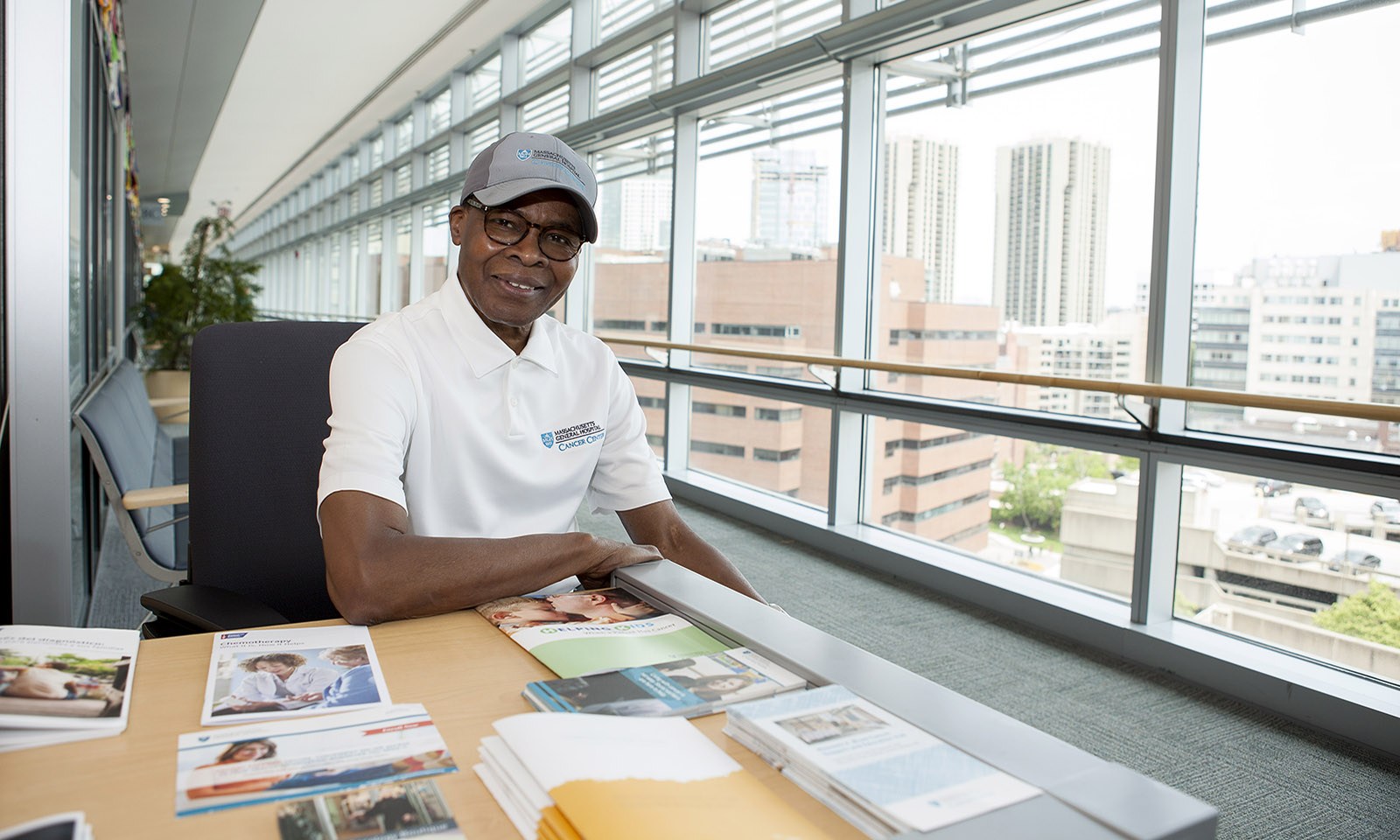 Mac Moore, Mass General Cancer Center Ambassador. Mac greets patients on Yawkey 8, and welcomes patients and staff with a smile. Mac Moore, Mass General Cancer Center Ambassador. Mac greets patients on Yawkey 8, and welcomes patients and staff with a smile.