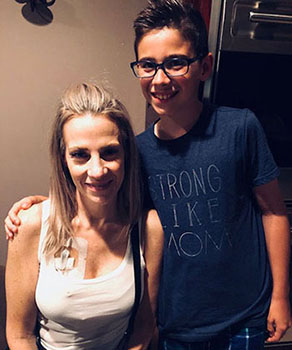 Julianne with her son, Ayden, during chemo.