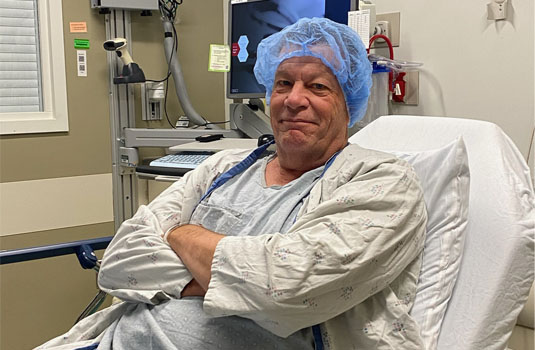 Mike in the hospital.