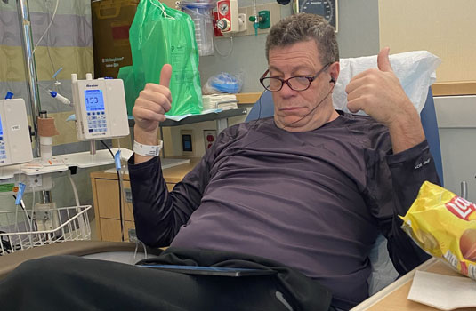 Mike receiving treatment.