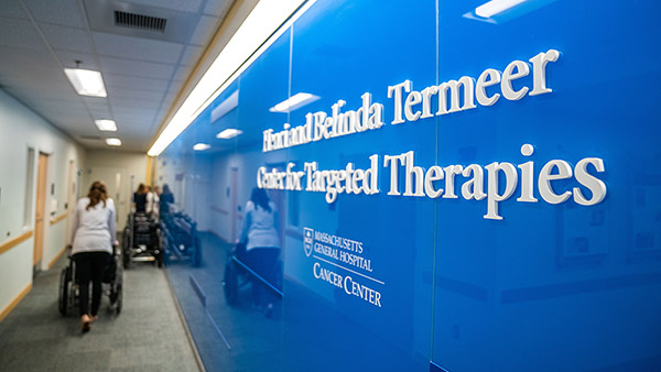 Henri and Belinda Termeer Center for Targeted Therapies sign in Yawkey building. Henri and Belinda Termeer Center for Targeted Therapies sign in Yawkey building.
