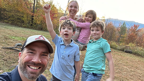 Theo with his family on a trip in Vermont in October 2024 Theo with his family on a trip in Vermont in October 2024