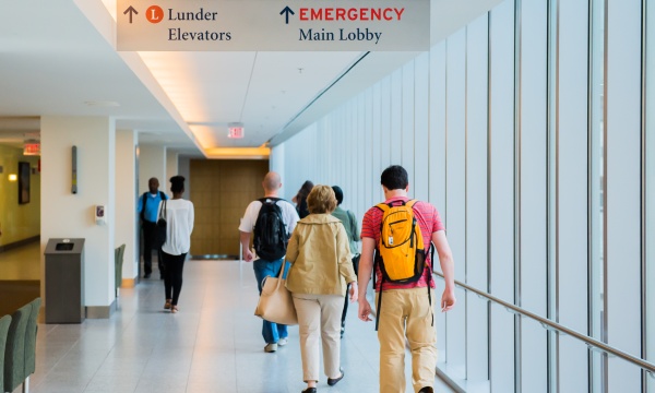 A busy hallway leading to the emergency department A busy hallway leading to the emergency department