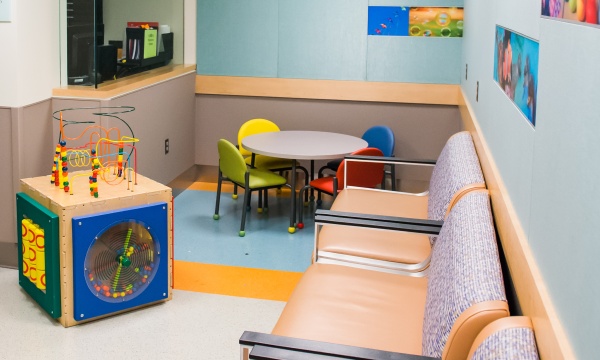 Pediatric emergency waiting area with toys Pediatric emergency waiting area with toys