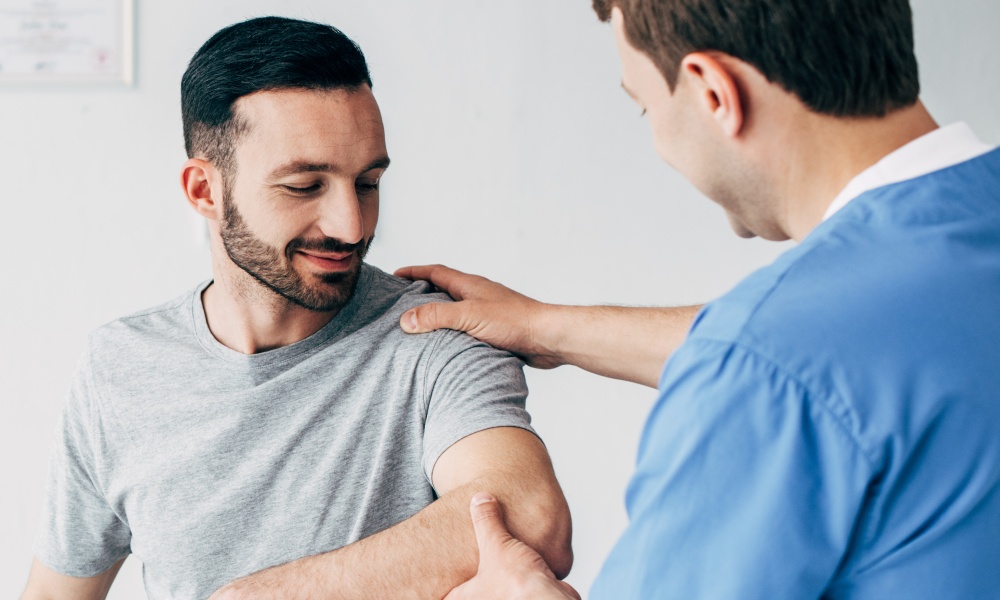 Checking arm movement in a clinic Checking arm movement in a clinic