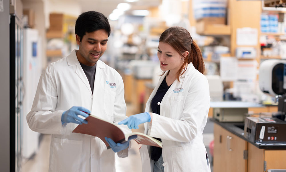 Two researchers in a lab Two researchers in a lab