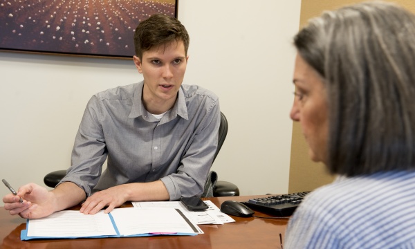 Doctor and patient at desk