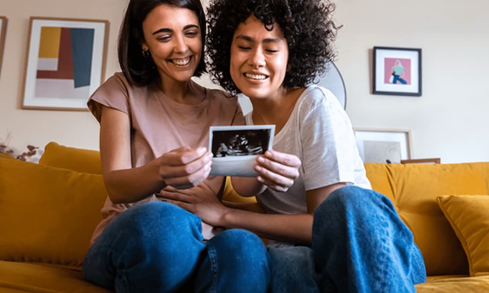 Two women looking at an ultrasound image Two women looking at an ultrasound image