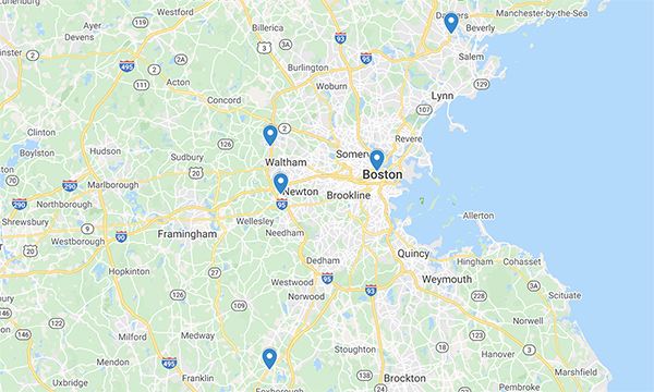 A picture of a map showing the locations where our orthopaedic clinicians see patients A picture of a map showing the locations where our orthopaedic clinicians see patients