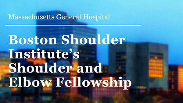 picture of the Boston skyline blurred with the title Boston Shoulder Institute's Shoulder and Elbow Fellowship