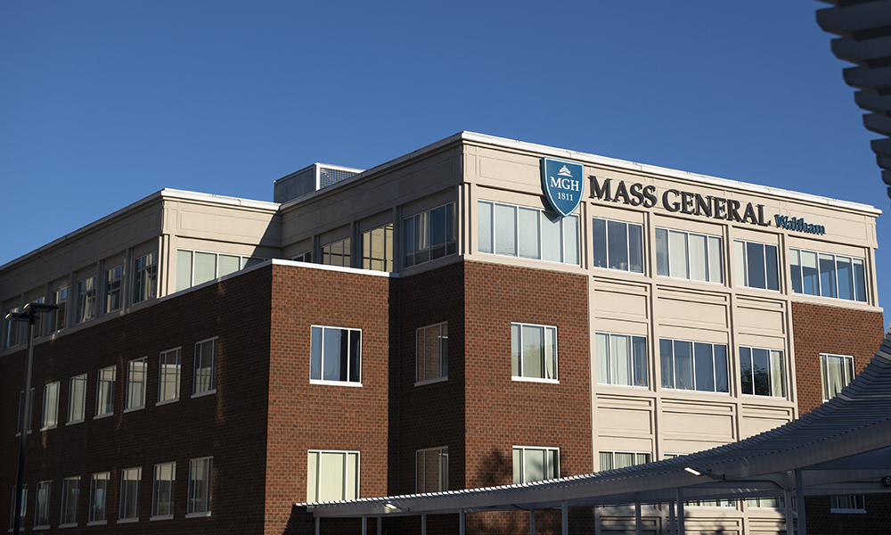 The outside of the Mass General Brigham Healthcare Center (Waltham) building