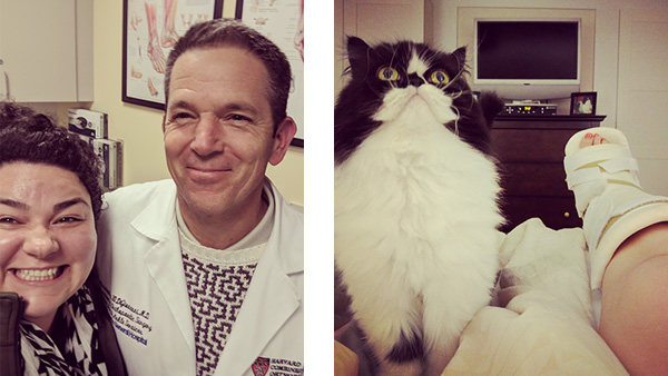 Patient Miriam with Dr. DiGiovanni and Miriam with her cat Patient Miriam with Dr. DiGiovanni and Miriam with her cat