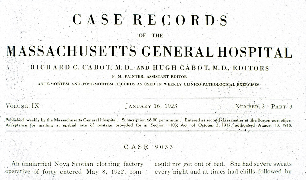 Cover of Case Records documents dated 1923