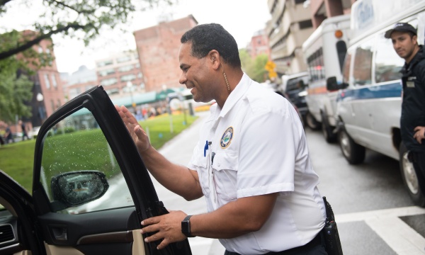 Hospital ambassador greeting a patient Hospital ambassador greeting a patient