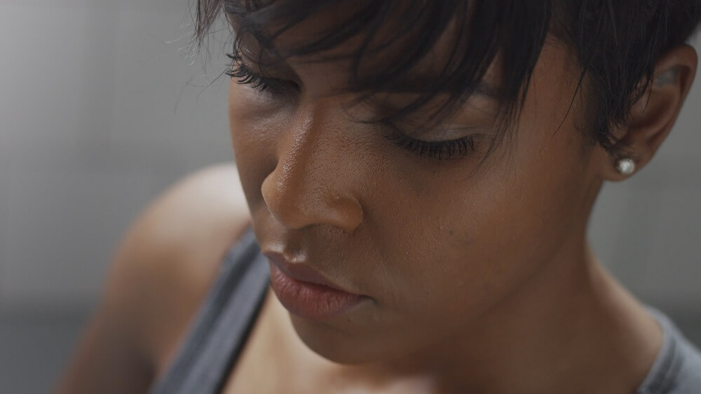 A person practices belly breathing